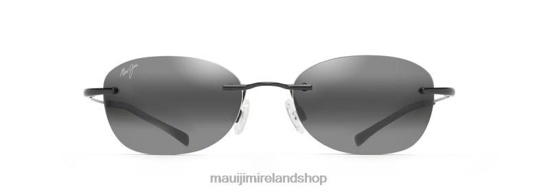 Maui Jim Sunglasses Ireland 2J26J180 | Maui Jim Aki Aki Polarized Rimless Sunglasses Gloss Black/Neutral Grey