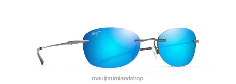Maui Jim Sunglasses Ireland 2J26J181 | Maui Jim Aki Aki Polarized Rimless Sunglasses Gunmetal/Blue Hawaii