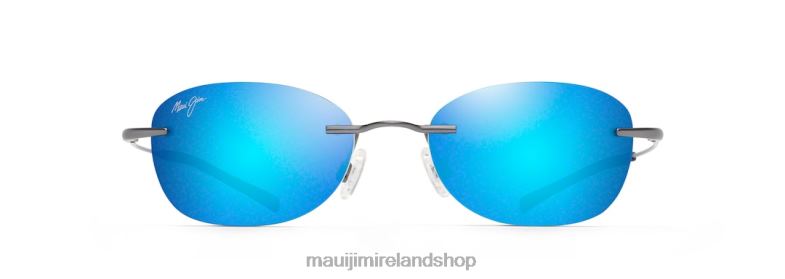 Maui Jim Sunglasses Ireland 2J26J181 | Maui Jim Aki Aki Polarized Rimless Sunglasses Gunmetal/Blue Hawaii