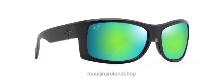 Maui Jim Ireland 2J26J113 | Maui Jim Equator Polarized Wrap Sunglasses Matte Black with Olive Interior/Green
