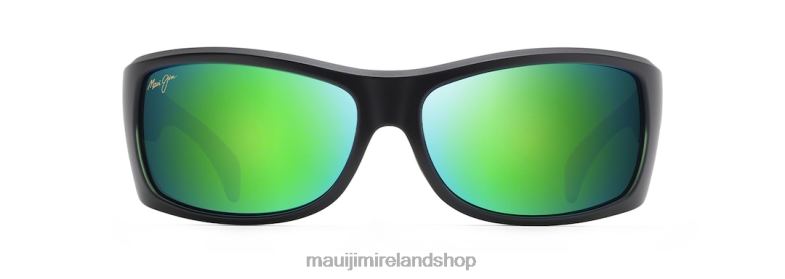 Maui Jim Ireland 2J26J113 | Maui Jim Equator Polarized Wrap Sunglasses Matte Black with Olive Interior/Green
