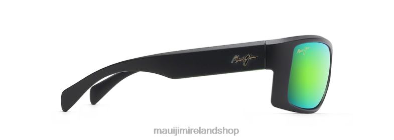 Maui Jim Ireland 2J26J113 | Maui Jim Equator Polarized Wrap Sunglasses Matte Black with Olive Interior/Green