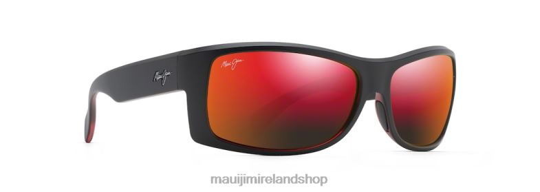 Maui Jim Sunglasses 2J26J115 | Maui Jim Equator Polarized Wrap Sunglasses Black with Red Interior/HAWAII LAVA