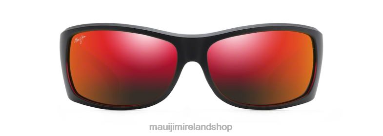 Maui Jim Sunglasses 2J26J115 | Maui Jim Equator Polarized Wrap Sunglasses Black with Red Interior/HAWAII LAVA