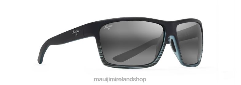 Maui Jim Sunglasses 2J26J148 | Maui Jim Alenuihaha Polarized Wrap Sunglasses Grey Black Stripe/Neutral Grey