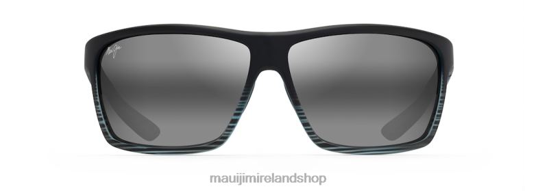Maui Jim Sunglasses 2J26J148 | Maui Jim Alenuihaha Polarized Wrap Sunglasses Grey Black Stripe/Neutral Grey