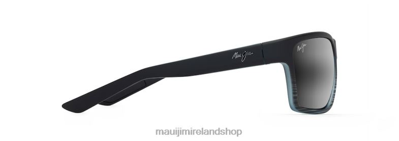 Maui Jim Sunglasses 2J26J148 | Maui Jim Alenuihaha Polarized Wrap Sunglasses Grey Black Stripe/Neutral Grey