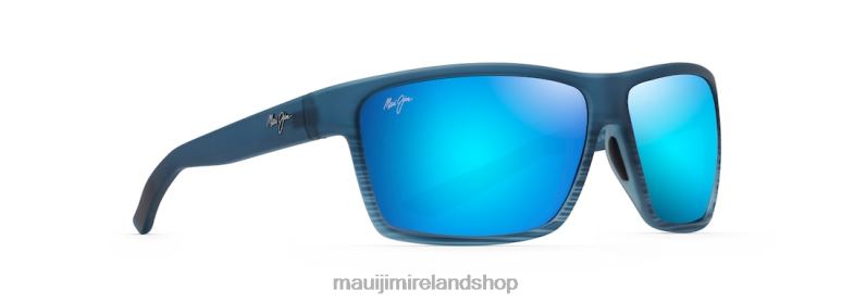 Maui Jim Sunglasses 2J26J149 | Maui Jim Alenuihaha Polarized Wrap Sunglasses Blue Black Stripe/Blue Hawaii