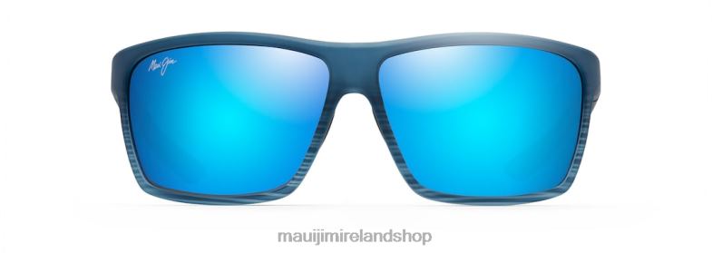 Maui Jim Sunglasses 2J26J149 | Maui Jim Alenuihaha Polarized Wrap Sunglasses Blue Black Stripe/Blue Hawaii