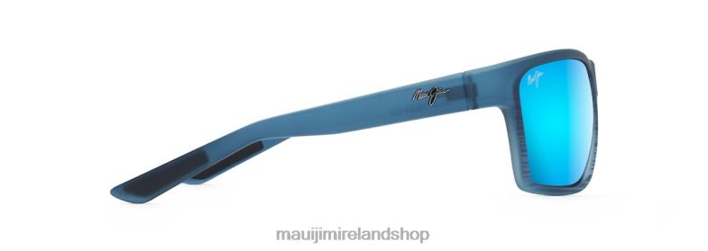 Maui Jim Sunglasses 2J26J149 | Maui Jim Alenuihaha Polarized Wrap Sunglasses Blue Black Stripe/Blue Hawaii