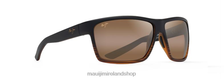 Maui Jim Sunglasses 2J26J150 | Maui Jim Alenuihaha Polarized Wrap Sunglasses Dark Brown Stripe/HCL Bronze