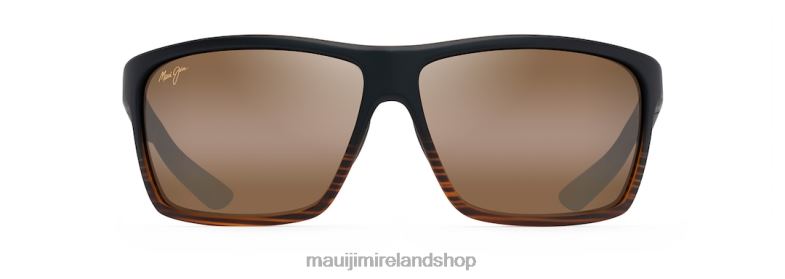 Maui Jim Sunglasses 2J26J150 | Maui Jim Alenuihaha Polarized Wrap Sunglasses Dark Brown Stripe/HCL Bronze