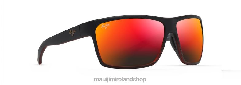 Maui Jim Sunglasses 2J26J151 | Maui Jim Alenuihaha Polarized Wrap Sunglasses Burgundy Stripe/HAWAII LAVA