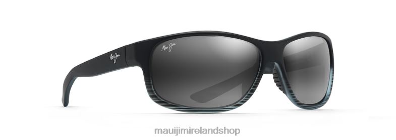 Maui Jim Sunglasses 2J26J152 | Maui Jim Kaiwi Channel Polarized Wrap Sunglasses Grey Black Stripe/Neutral Grey