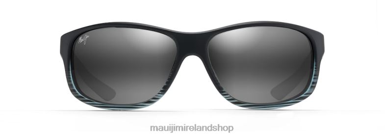 Maui Jim Sunglasses 2J26J152 | Maui Jim Kaiwi Channel Polarized Wrap Sunglasses Grey Black Stripe/Neutral Grey