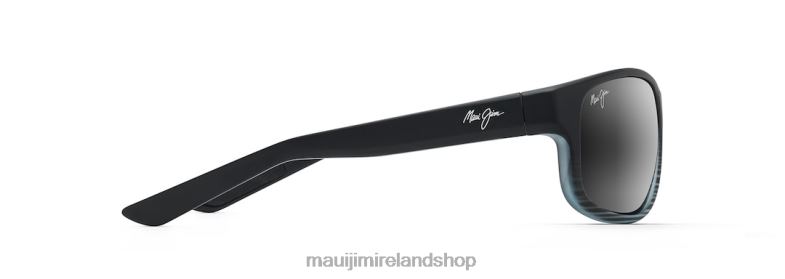 Maui Jim Sunglasses 2J26J152 | Maui Jim Kaiwi Channel Polarized Wrap Sunglasses Grey Black Stripe/Neutral Grey