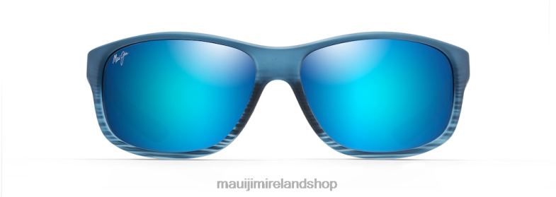 Maui Jim Sunglasses 2J26J153 | Maui Jim Kaiwi Channel Polarized Wrap Sunglasses Blue Black Stripe/Blue Hawaii