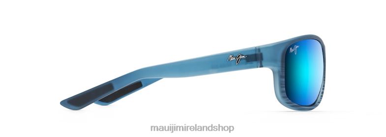 Maui Jim Sunglasses 2J26J153 | Maui Jim Kaiwi Channel Polarized Wrap Sunglasses Blue Black Stripe/Blue Hawaii