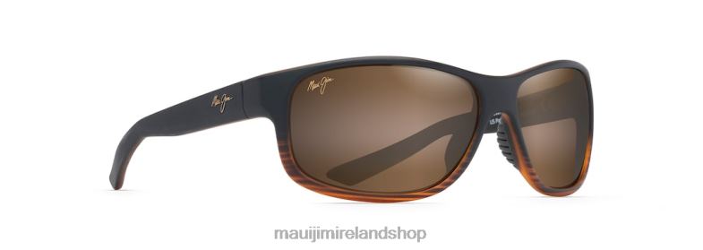 Maui Jim Sunglasses 2J26J154 | Maui Jim Kaiwi Channel Polarized Wrap Sunglasses Dark Brown Stripe/HCL Bronze