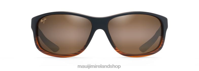 Maui Jim Sunglasses 2J26J154 | Maui Jim Kaiwi Channel Polarized Wrap Sunglasses Dark Brown Stripe/HCL Bronze
