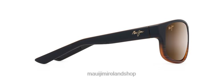 Maui Jim Sunglasses 2J26J154 | Maui Jim Kaiwi Channel Polarized Wrap Sunglasses Dark Brown Stripe/HCL Bronze