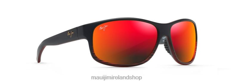 Maui Jim Sunglasses 2J26J155 | Maui Jim Kaiwi Channel Polarized Wrap Sunglasses Burgundy Stripe/HAWAII LAVA