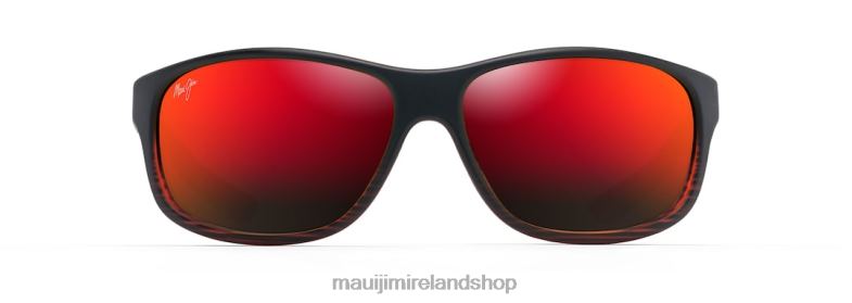 Maui Jim Sunglasses 2J26J155 | Maui Jim Kaiwi Channel Polarized Wrap Sunglasses Burgundy Stripe/HAWAII LAVA