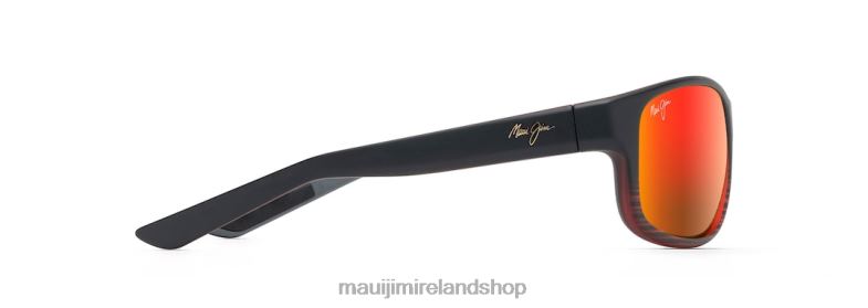 Maui Jim Sunglasses 2J26J155 | Maui Jim Kaiwi Channel Polarized Wrap Sunglasses Burgundy Stripe/HAWAII LAVA