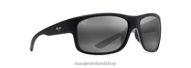 Maui Jim Sunglasses 2J26J259 | Maui Jim Southern Cross Polarized Wrap Sunglasses Soft Black with Sea Blue and Grey/Neutral Grey