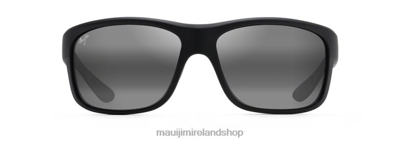 Maui Jim Sunglasses 2J26J259 | Maui Jim Southern Cross Polarized Wrap Sunglasses Soft Black with Sea Blue and Grey/Neutral Grey