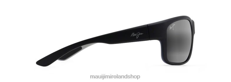 Maui Jim Sunglasses 2J26J259 | Maui Jim Southern Cross Polarized Wrap Sunglasses Soft Black with Sea Blue and Grey/Neutral Grey