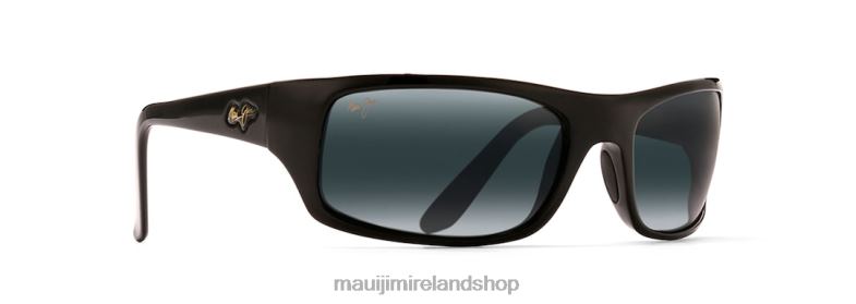 Maui Jim Sunglasses 2J26J271 | Maui Jim Peahi Polarized Wrap Sunglasses Gloss Black/Neutral Grey
