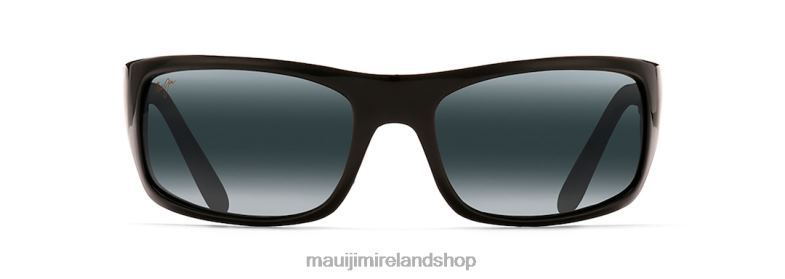 Maui Jim Sunglasses 2J26J271 | Maui Jim Peahi Polarized Wrap Sunglasses Gloss Black/Neutral Grey
