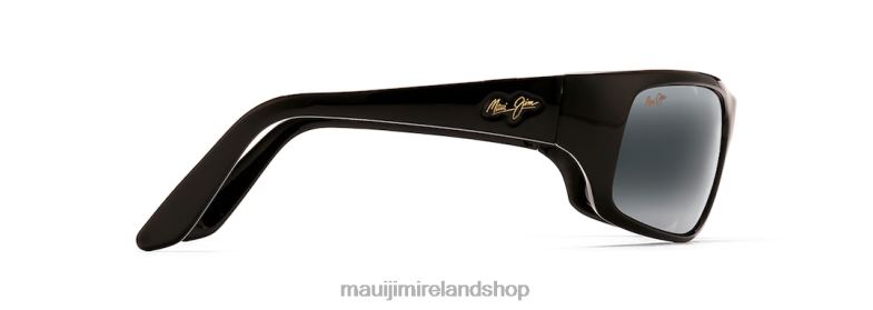 Maui Jim Sunglasses 2J26J271 | Maui Jim Peahi Polarized Wrap Sunglasses Gloss Black/Neutral Grey