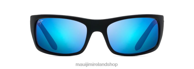 Maui Jim Sunglasses 2J26J272 | Maui Jim Peahi Polarized Wrap Sunglasses Black Matte Rubber/Blue Hawaii