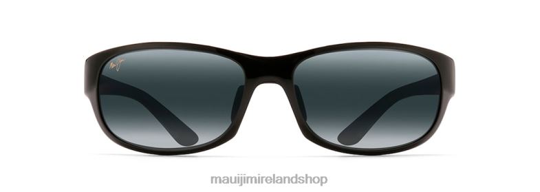 Maui Jim Sunglasses 2J26J290 | Maui Jim Twin Falls Polarized Wrap Sunglasses Gloss Black Fade/Neutral Grey