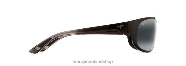 Maui Jim Sunglasses 2J26J290 | Maui Jim Twin Falls Polarized Wrap Sunglasses Gloss Black Fade/Neutral Grey