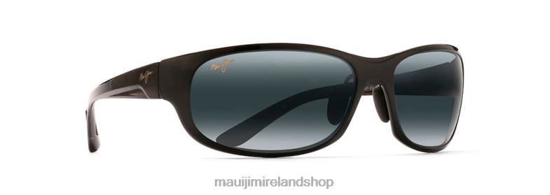 Maui Jim Sunglasses 2J26J291 | Maui Jim Twin Falls Polarized Wrap Sunglasses Gloss Black Fade/Neutral Grey