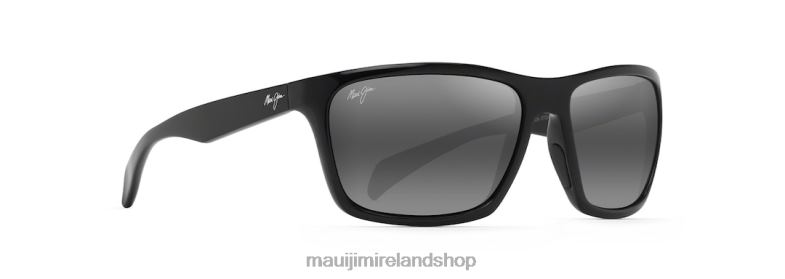 Maui Jim Sunglasses 2J26J338 | Maui Jim Makoa Polarized Wrap Sunglasses Gloss Black/Neutral Grey