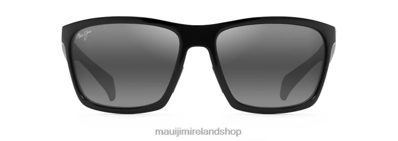 Maui Jim Sunglasses 2J26J338 | Maui Jim Makoa Polarized Wrap Sunglasses Gloss Black/Neutral Grey