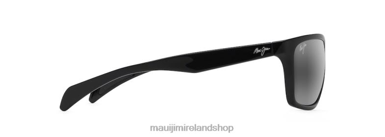 Maui Jim Sunglasses 2J26J338 | Maui Jim Makoa Polarized Wrap Sunglasses Gloss Black/Neutral Grey