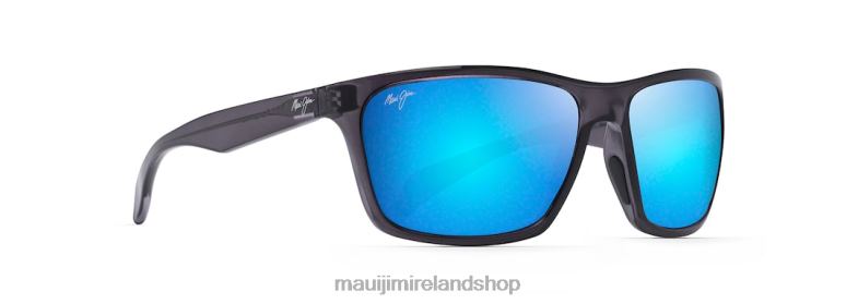 Maui Jim Sunglasses 2J26J339 | Maui Jim Makoa Polarized Wrap Sunglasses Dark Translucent Grey/Blue Hawaii