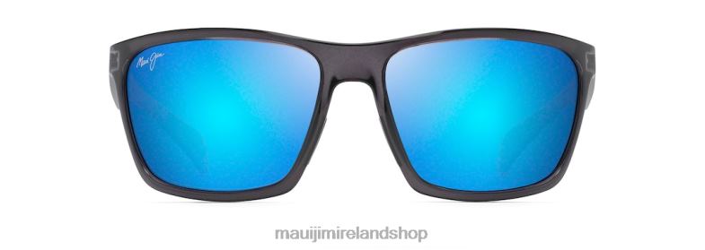 Maui Jim Sunglasses 2J26J339 | Maui Jim Makoa Polarized Wrap Sunglasses Dark Translucent Grey/Blue Hawaii