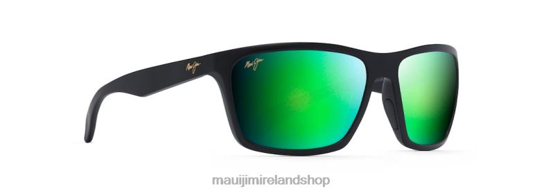 Maui Jim Sunglasses 2J26J340 | Maui Jim Makoa Polarized Wrap Sunglasses Matte Black/Green