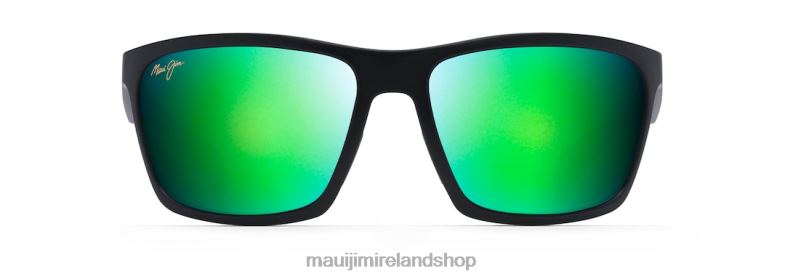 Maui Jim Sunglasses 2J26J340 | Maui Jim Makoa Polarized Wrap Sunglasses Matte Black/Green