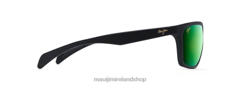 Maui Jim Sunglasses 2J26J340 | Maui Jim Makoa Polarized Wrap Sunglasses Matte Black/Green