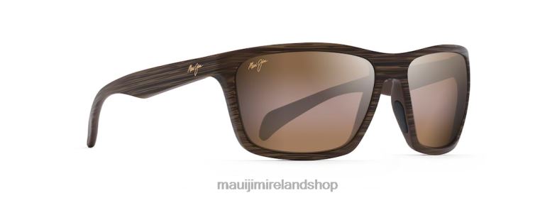 Maui Jim Sunglasses 2J26J341 | Maui Jim Makoa Polarized Wrap Sunglasses Matte Brown Wood Grain/HCL Bronze