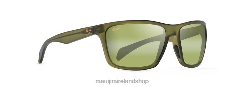 Maui Jim Sunglasses 2J26J342 | Maui Jim Makoa Polarized Wrap Sunglasses Matte Translucent Khaki Green/HT