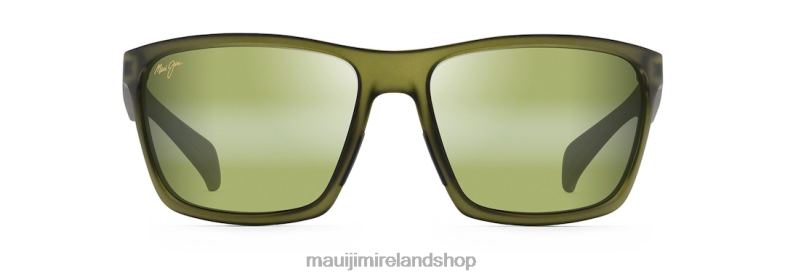 Maui Jim Sunglasses 2J26J342 | Maui Jim Makoa Polarized Wrap Sunglasses Matte Translucent Khaki Green/HT