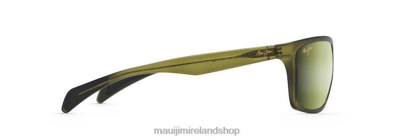 Maui Jim Sunglasses 2J26J342 | Maui Jim Makoa Polarized Wrap Sunglasses Matte Translucent Khaki Green/HT